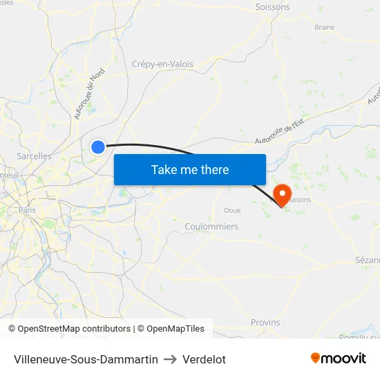 Villeneuve-Sous-Dammartin to Verdelot map