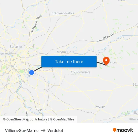 Villiers-Sur-Marne to Verdelot map