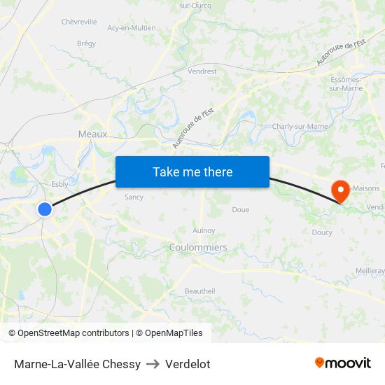 Marne-La-Vallée Chessy to Verdelot map
