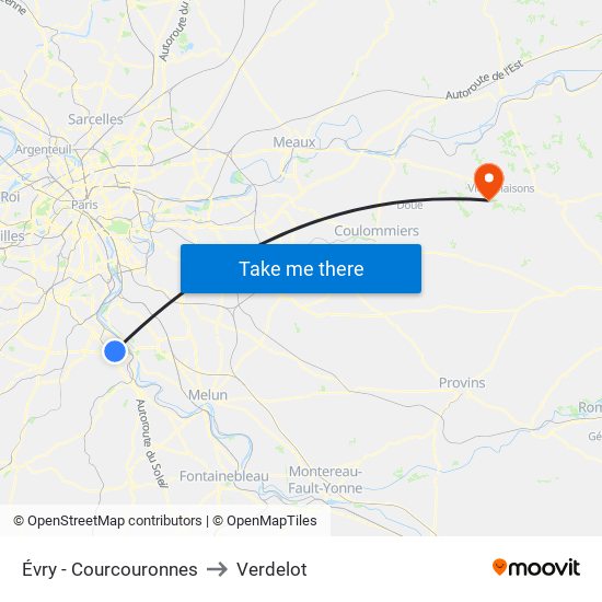 Évry - Courcouronnes to Verdelot map