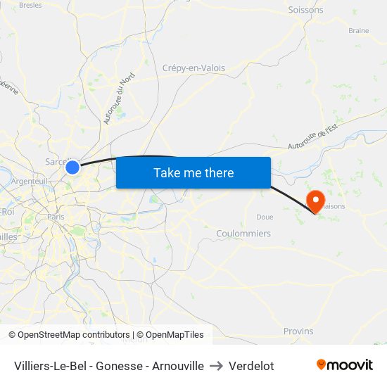 Villiers-Le-Bel - Gonesse - Arnouville to Verdelot map