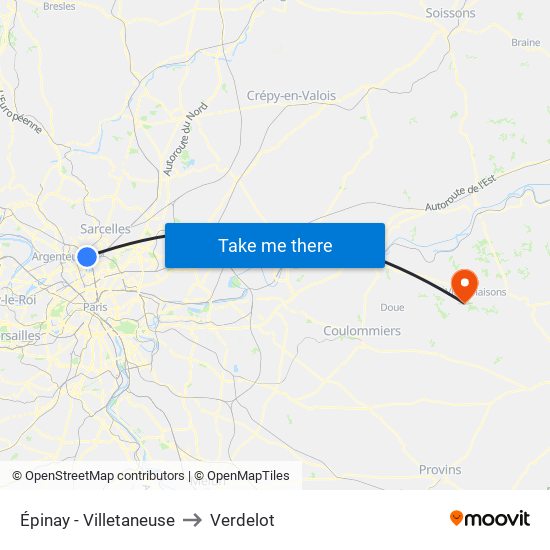 Épinay - Villetaneuse to Verdelot map