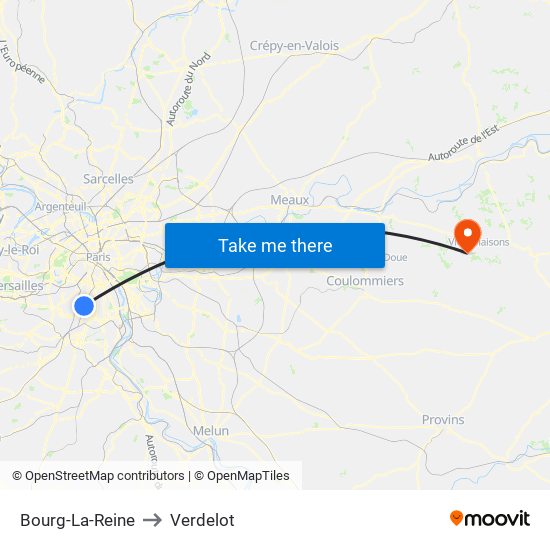 Bourg-La-Reine to Verdelot map