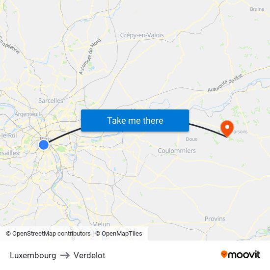 Luxembourg to Verdelot map