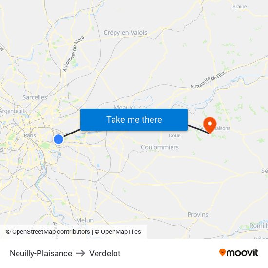 Neuilly-Plaisance to Verdelot map