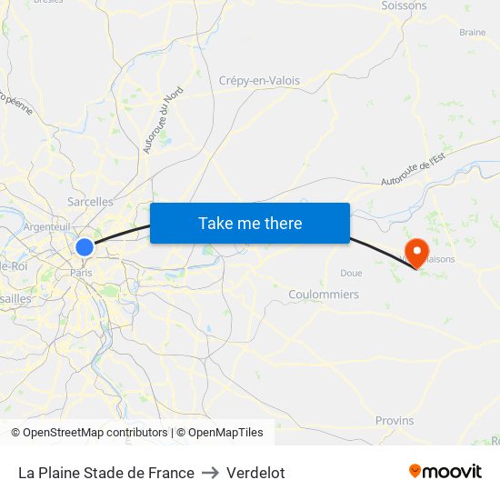 La Plaine Stade de France to Verdelot map