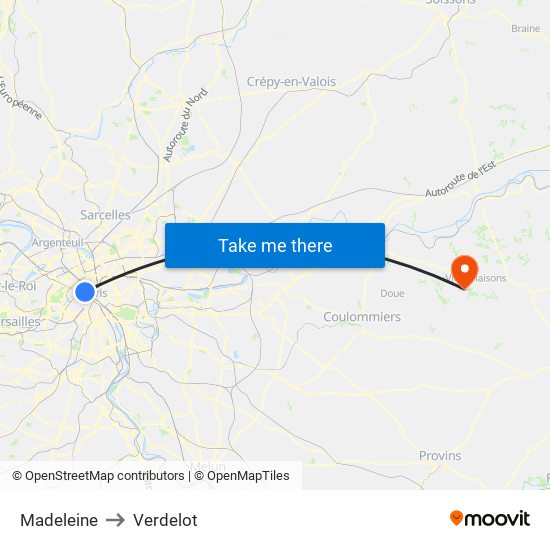 Madeleine to Verdelot map
