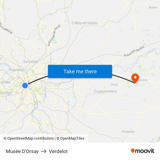 Musée D'Orsay to Verdelot map