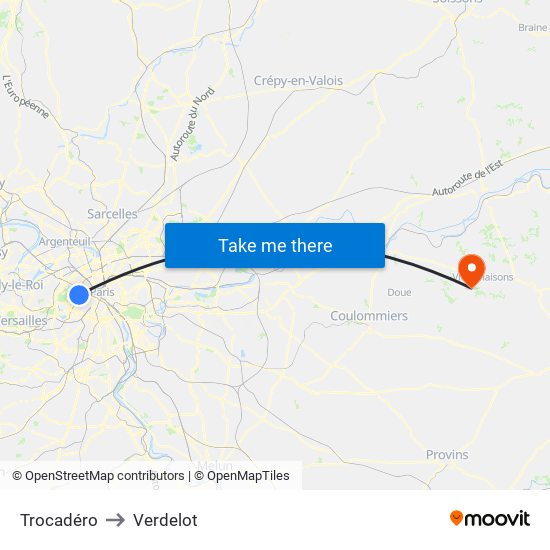 Trocadéro to Verdelot map