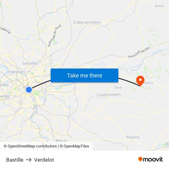 Bastille to Verdelot map