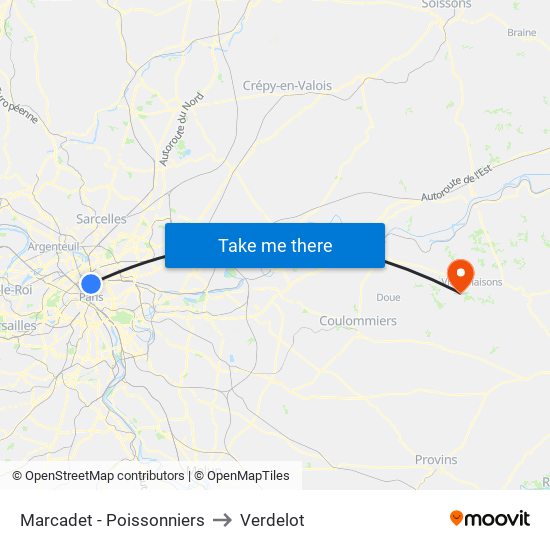 Marcadet - Poissonniers to Verdelot map