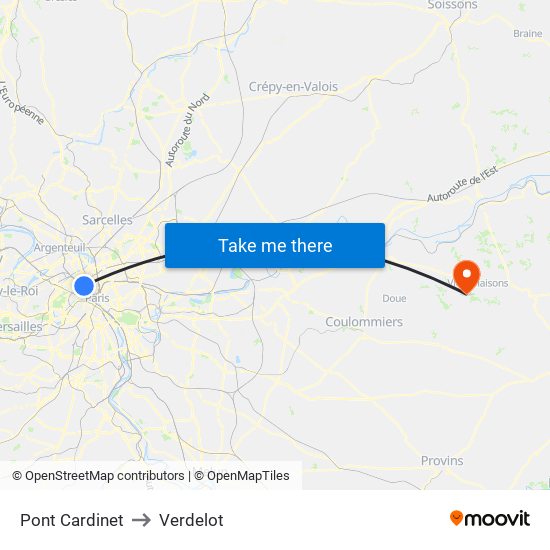 Pont Cardinet to Verdelot map