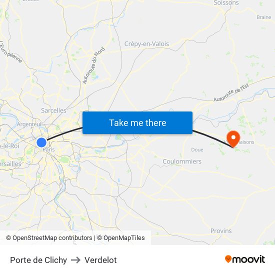 Porte de Clichy to Verdelot map