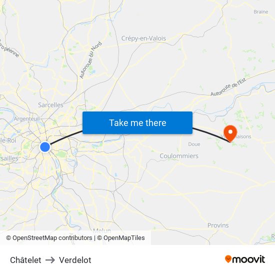 Châtelet to Verdelot map