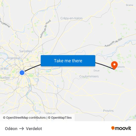 Odéon to Verdelot map