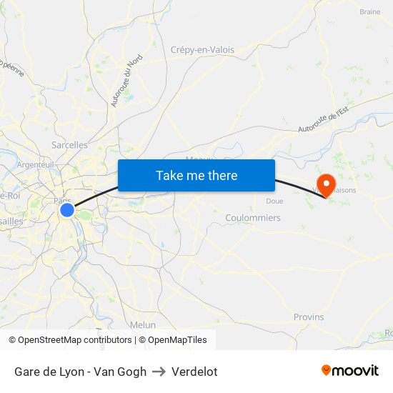 Gare de Lyon - Van Gogh to Verdelot map