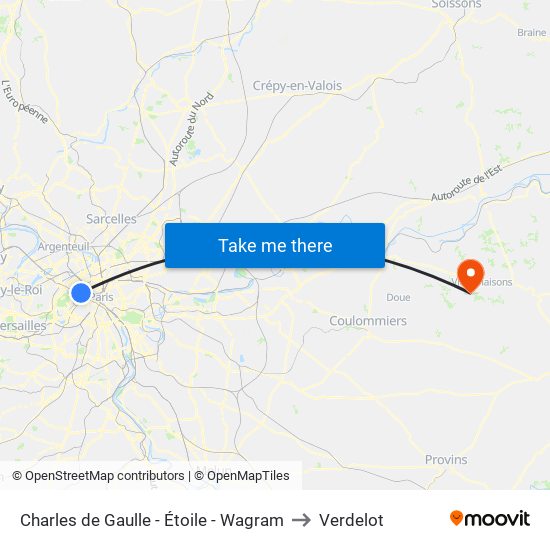 Charles de Gaulle - Étoile - Wagram to Verdelot map