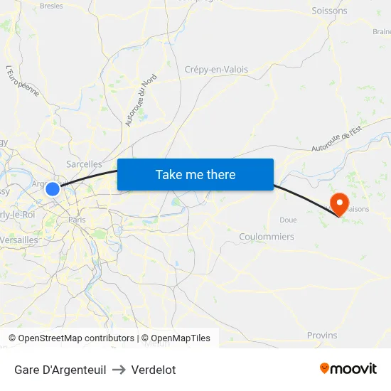 Gare D'Argenteuil to Verdelot map