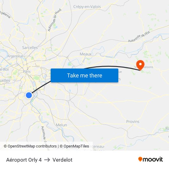 Aéroport Orly 4 to Verdelot map