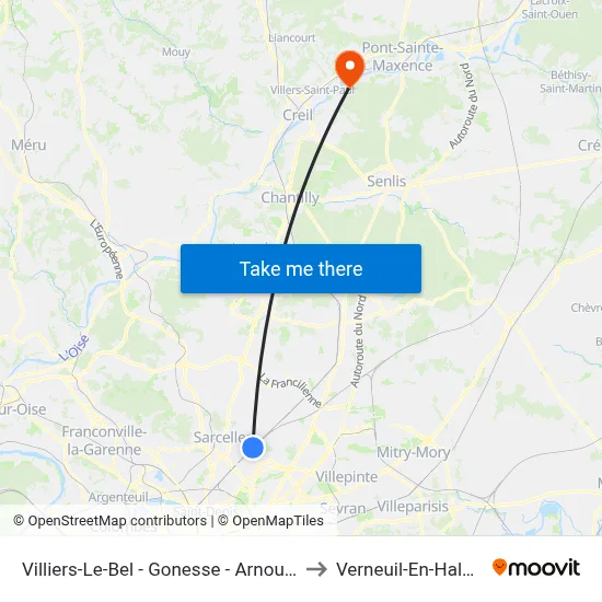 Villiers-Le-Bel - Gonesse - Arnouville to Verneuil-En-Halatte map