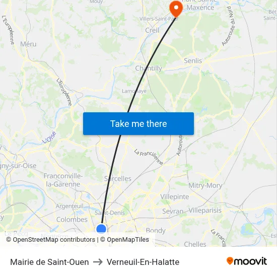 Mairie de Saint-Ouen to Verneuil-En-Halatte map