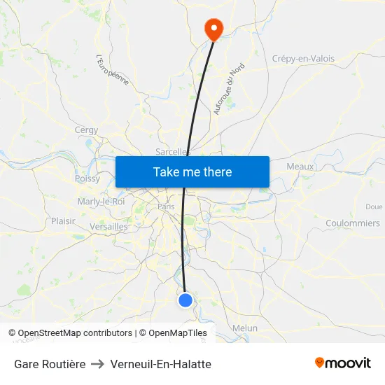 Gare Routière to Verneuil-En-Halatte map