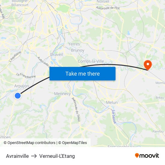 Avrainville to Verneuil-L'Etang map