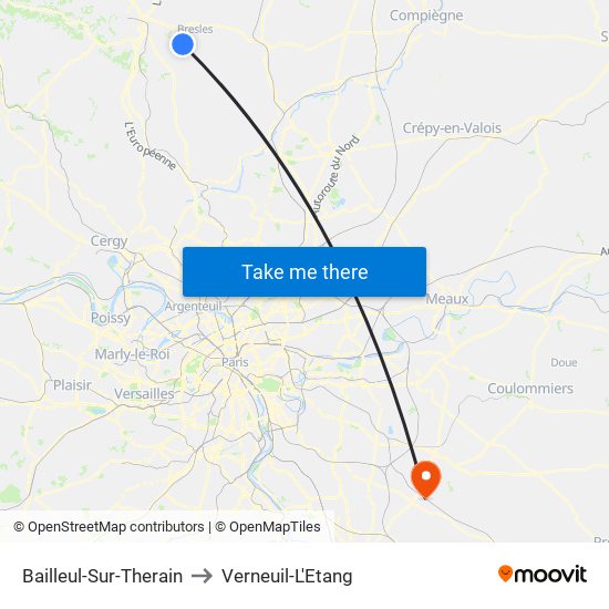 Bailleul-Sur-Therain to Verneuil-L'Etang map