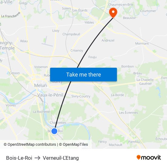 Bois-Le-Roi to Verneuil-L'Etang map