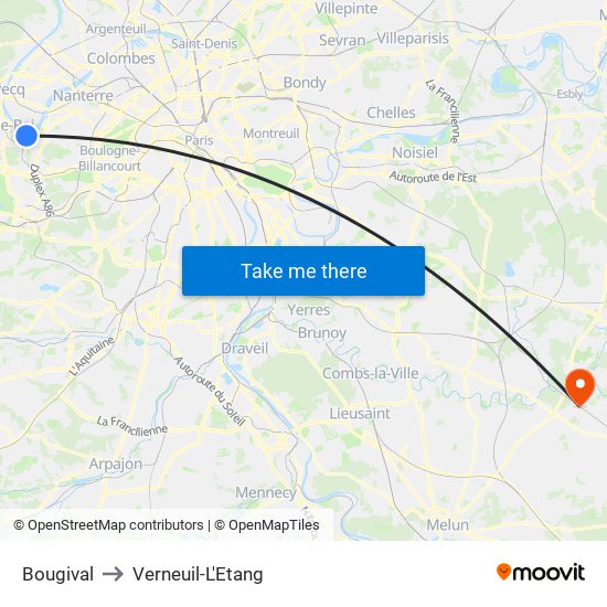 Bougival to Verneuil-L'Etang map