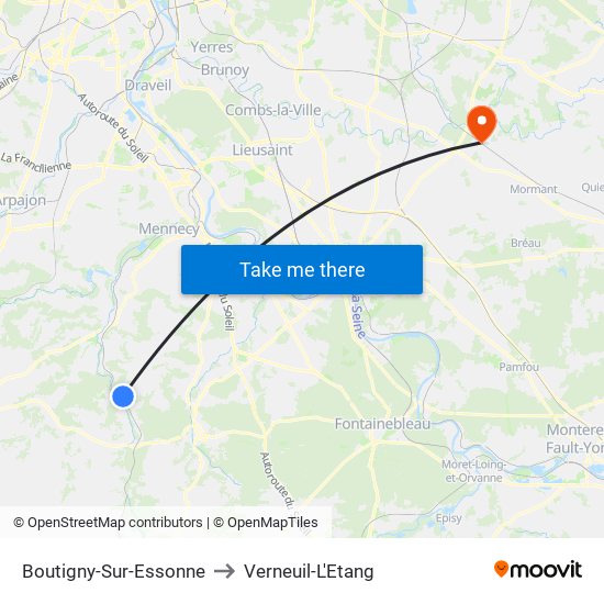 Boutigny-Sur-Essonne to Verneuil-L'Etang map