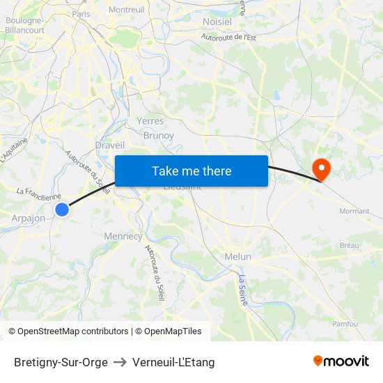 Bretigny-Sur-Orge to Verneuil-L'Etang map