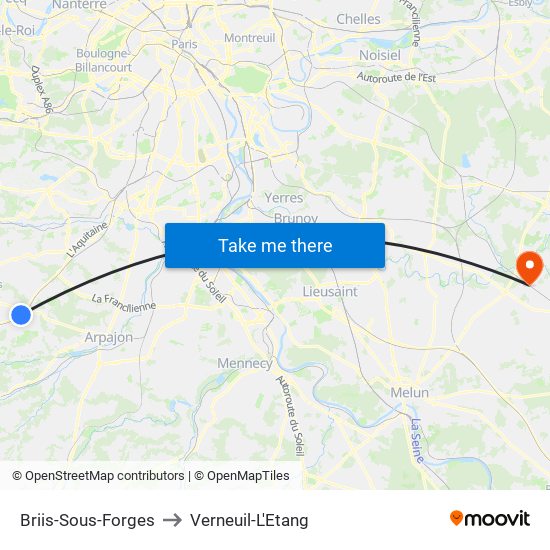 Briis-Sous-Forges to Verneuil-L'Etang map