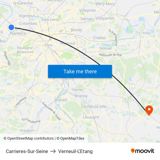 Carrieres-Sur-Seine to Verneuil-L'Etang map