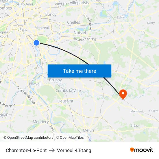 Charenton-Le-Pont to Verneuil-L'Etang map