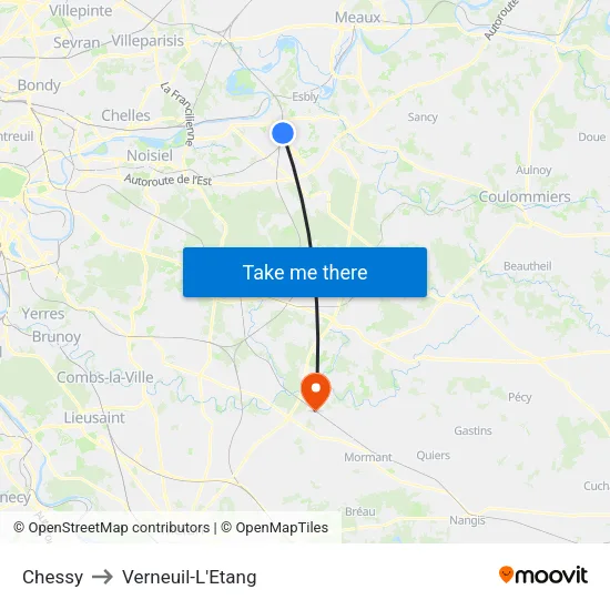Chessy to Verneuil-L'Etang map