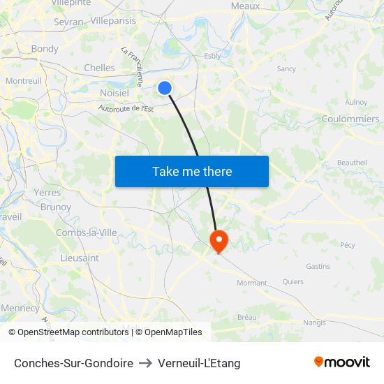Conches-Sur-Gondoire to Verneuil-L'Etang map