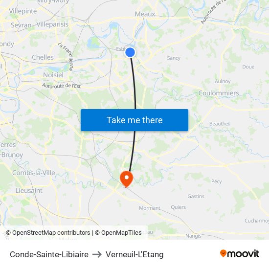Conde-Sainte-Libiaire to Verneuil-L'Etang map