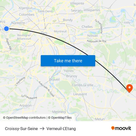 Croissy-Sur-Seine to Verneuil-L'Etang map