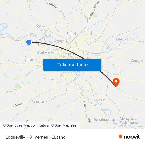 Ecquevilly to Verneuil-L'Etang map