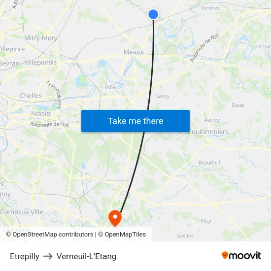 Etrepilly to Verneuil-L'Etang map