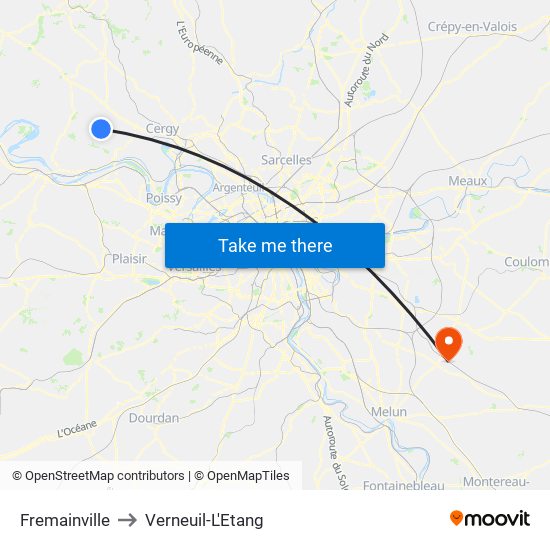 Fremainville to Verneuil-L'Etang map