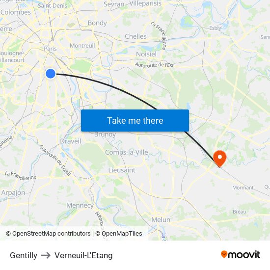 Gentilly to Verneuil-L'Etang map