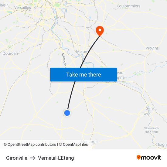 Gironville to Verneuil-L'Etang map