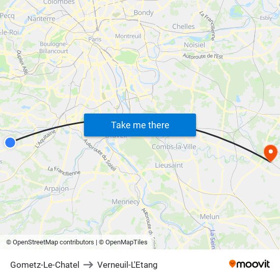 Gometz-Le-Chatel to Verneuil-L'Etang map