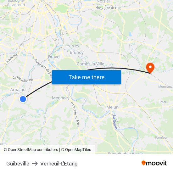 Guibeville to Verneuil-L'Etang map