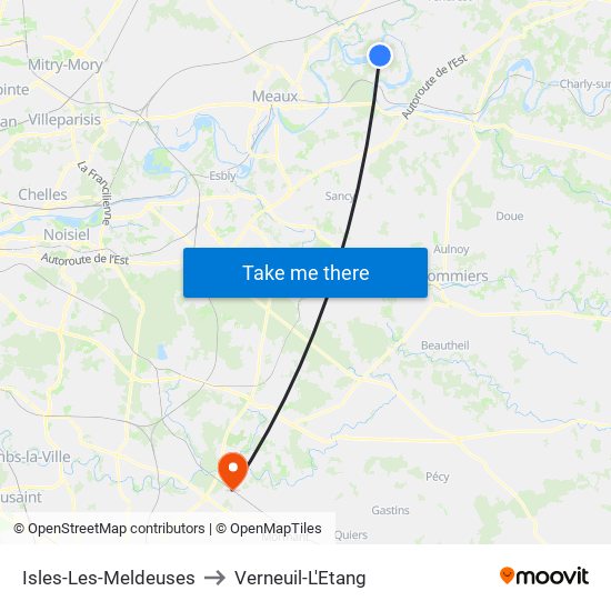 Isles-Les-Meldeuses to Verneuil-L'Etang map