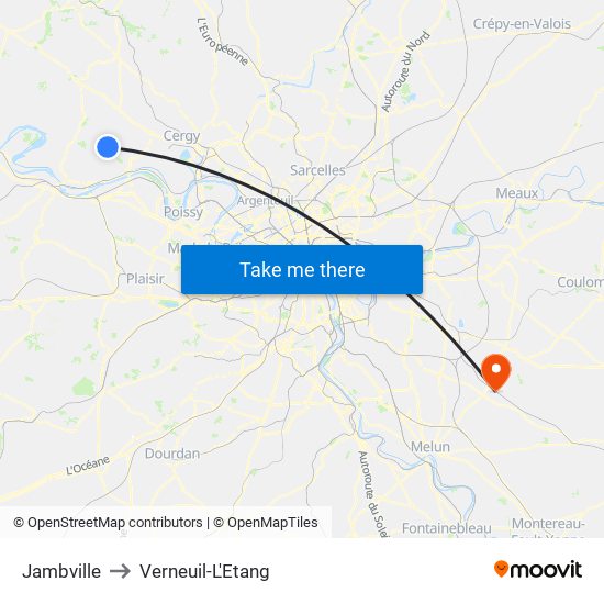 Jambville to Verneuil-L'Etang map
