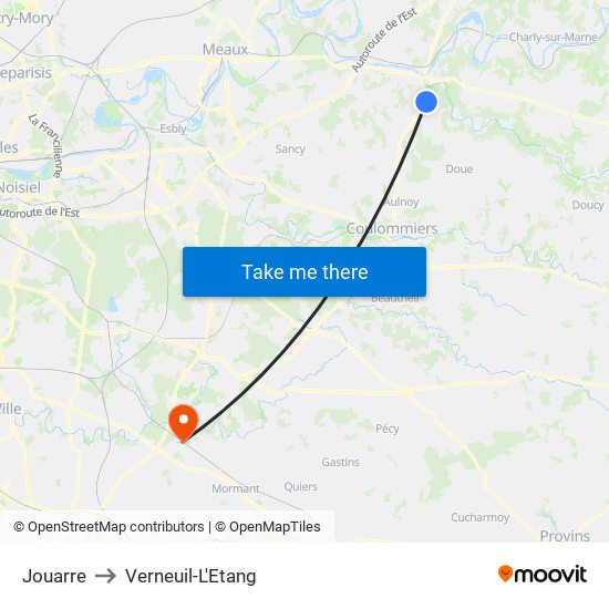 Jouarre to Verneuil-L'Etang map