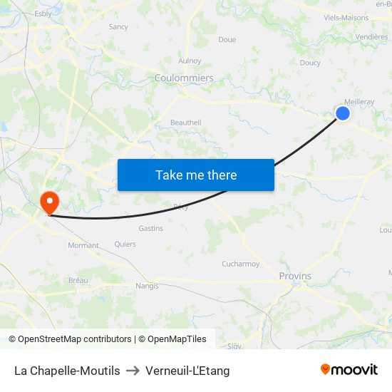 La Chapelle-Moutils to Verneuil-L'Etang map